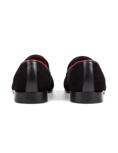 Men's Black Graphic Suede Tassel Loafers
