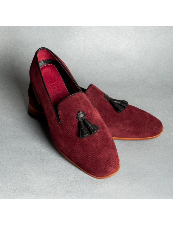 Men's Bordeaux suede tassel...