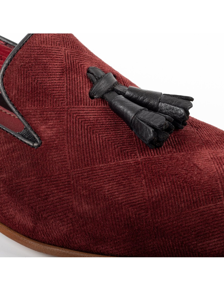 Men's Bordeaux suede tassel loafers