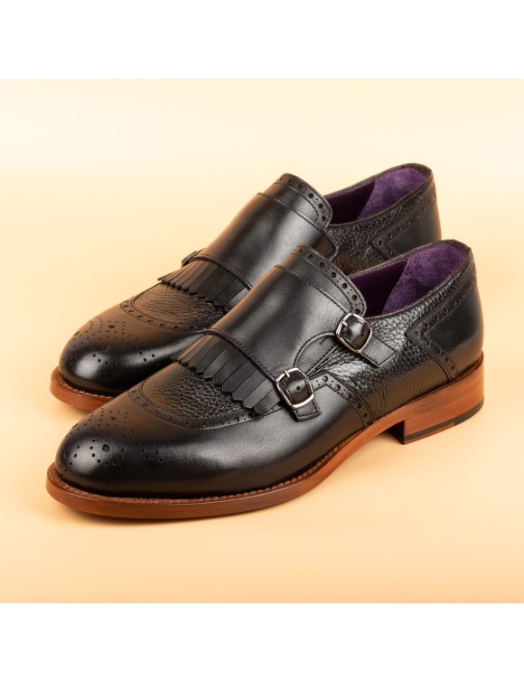 Men's black pair of monk shoes