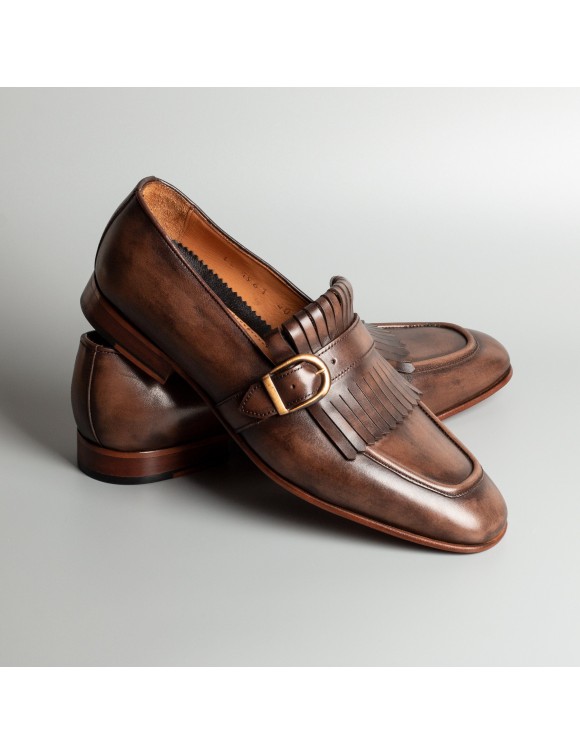Men's Brown Single Monk Shoes