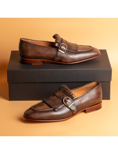 Men's Brown Single Monk Shoes