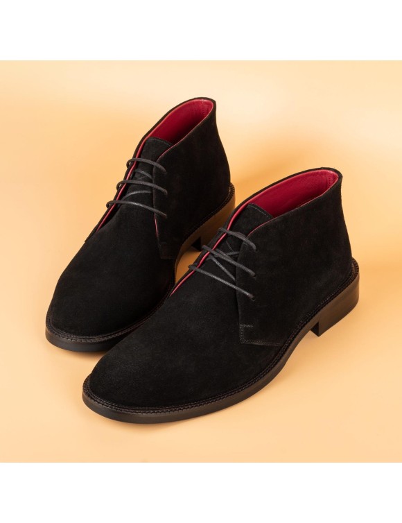 Men's black calf suede lace-up shoes