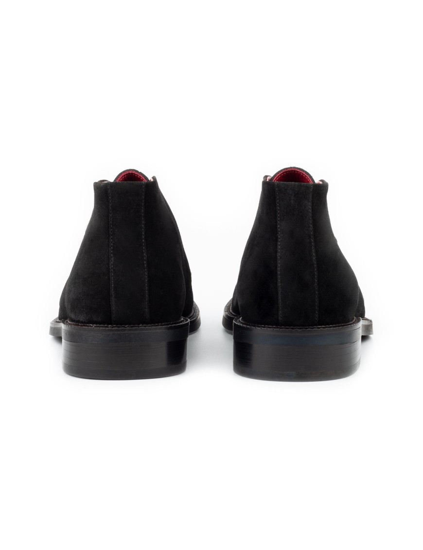Men's black calf suede lace-up shoes