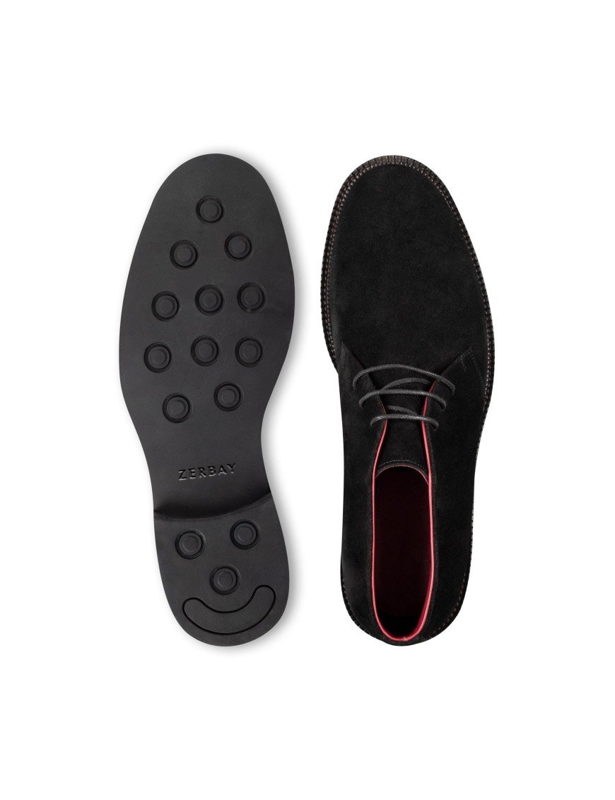 Men's black calf suede lace-up shoes