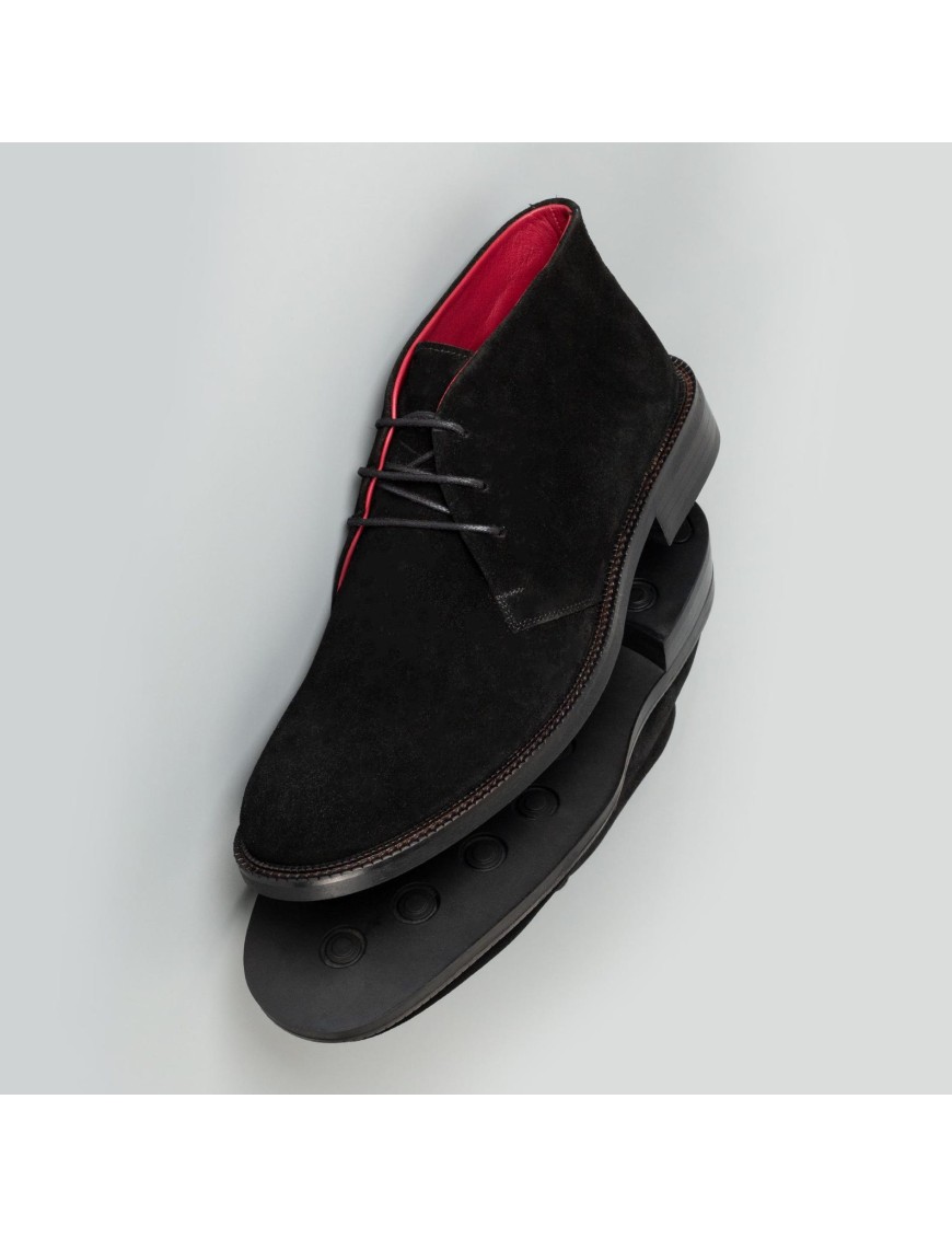 Men's black calf suede lace-up shoes
