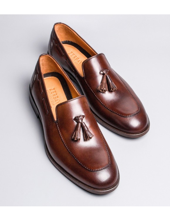Men's brown calfskin tassel loafers