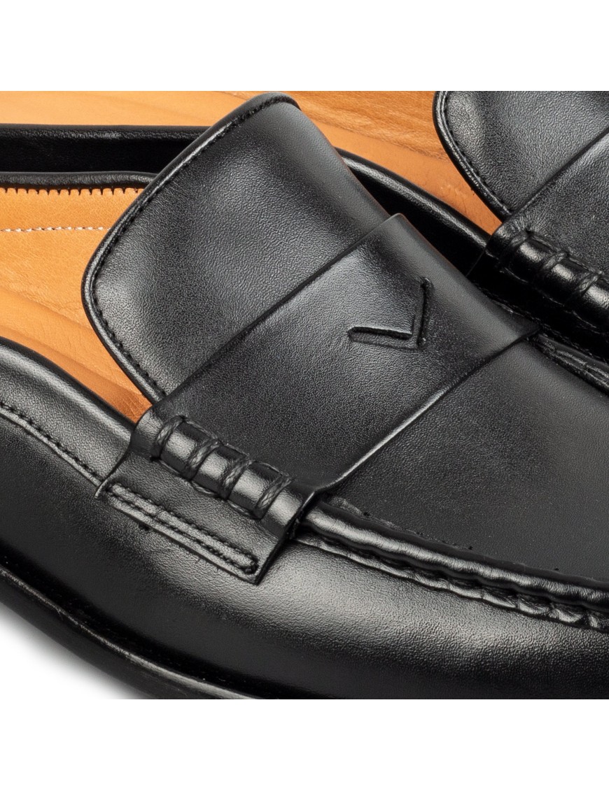 Men's Black Mules Calfskin Handmade Half Shoes