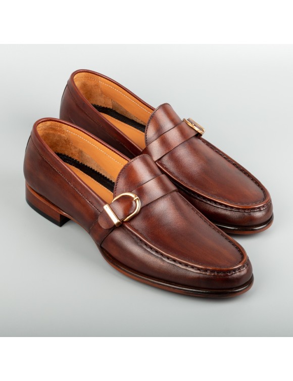 Men's Brown Single Monk Shoes