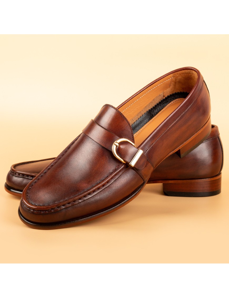 Men's Brown Single Monk Shoes