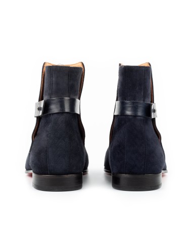 Men's Navy Suede Leather Handmade Solid Boots