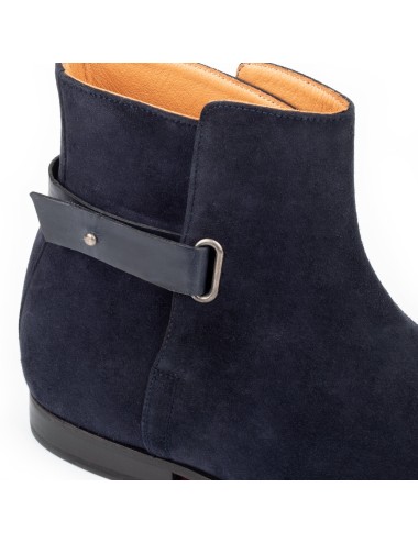 Men's Navy Suede Leather Handmade Solid Boots