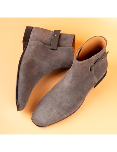 Men's Grey Suede Leather Handmade Solid Boots
