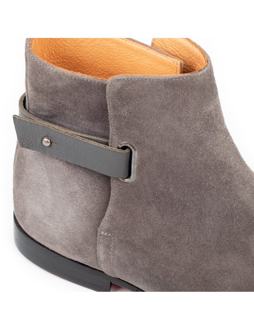 Men's Grey Suede Leather Handmade Solid Boots