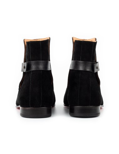Men's Black Suede Leather Handmade Solid Boots