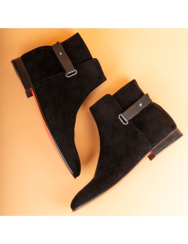 Men's Black Suede Leather Handmade Solid Boots